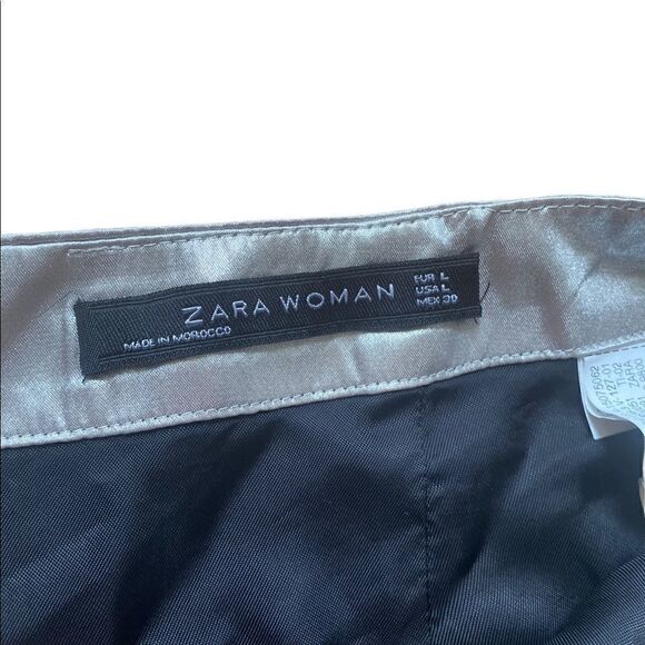 Zara Silver Silky Midi Skirt Size Large - Picture 3 of 5